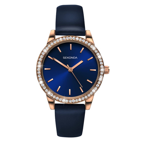 Sekonda Women's Analogue Classic Quartz Watch, Blue Strap/Blue Dial, Strap