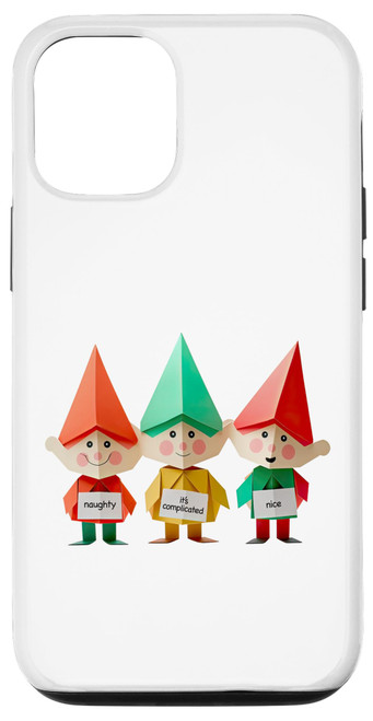 iPhone 14 Pro Naughty Nice ELVES origami funny christmas stocking stuffer Case