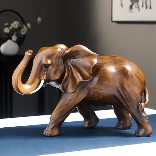 Elephant Decorative Statue Feng Elephant Statue Sculpture Box Lucky Collection Figurine Feng Shui Decoration Shui Elephant Statue Rosewood Color Wealth Lucky Figurine ( Size : 7.9inx5inx5.9in )