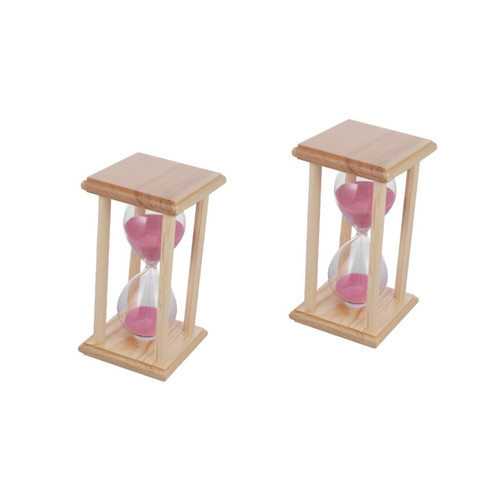 MAGICLULU 2pcs Hourglass Timer Transparent Hourglass Kids Clock Vintage Sand Timer Decorative Hourglass Sand Glass Timer 15 Minutes Timer Clock Wood Pink Toothbrush Office Desk