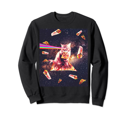 Outer Space Pizza Cat - Rainbow Laser, Taco, Burrito Sweatshirt Outer Space Pizza Cat - Rainbow Laser, Taco, Burrito Sweatshirt