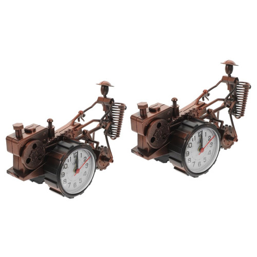 Ciieeo 2pcs Tractor Alarm Clock Toys Vintage Decor Kids Alarm Clock Desktop Decor Desk Alarm Clock Car Pen Holder Desktop Alarm Clock Bedside Silent Clock Desk Clock Decor Household Abs