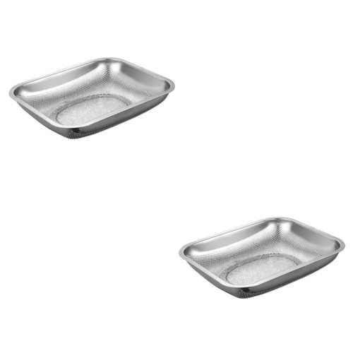 MAGICLULU 2 Pcs Stainless Steel Basket Draining Basket Vegetable Washing Stainless Strainer Metal Strainer Vegetable Wash Basket Kitchen Strainer Colander Bowl Storage Basket Mesh Sink Fruit