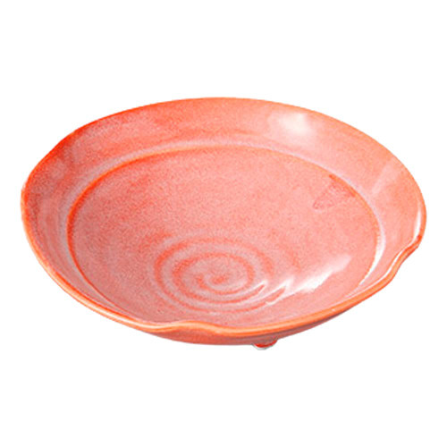 Yamashita Kogei 703905051 Sashimi Plate, Red Raku Flower Shape, 7.3 x 2.2 inches (18.5 x 5.5 cm)
