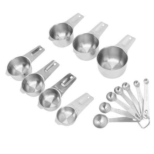 Set, Measuring Cups Set Stainless Steel Stackable Multifunctional Metal Nesting Measuring Cups Set with Easy to Read for Kitchen Tools for Kitchen Tools, Set of 14 CupsMeasuring