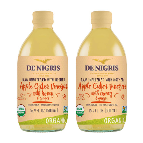 De Nigris Organic Apple Cider Vinegar With Honey & Ginger, Raw & Unfiltered 16,9 Oz (Pack of 2) | Apple Cider Vinegar With Mother For The Balance Of Metabolism | Apple Cider Vinegar Organic De Nigris Organic Apple Cider Vinegar With Honey & Ginger, Raw & Unfiltered 16,9 Oz (Pack of 2) | Apple Cider Vinegar With Mother For The Balance Of Metabolism | Apple Cider Vinegar Organic