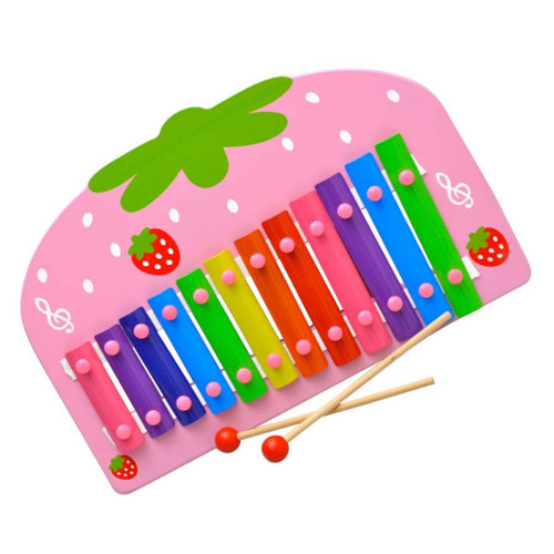 ifundom Knock on The Piano Wooden Xylophone Toys Kids Playsets Glockenspiel Xylophone Hand Knock Piano Kids Instruments Toy Kids Xylophone Instrument Strawberry Pink Child Iron Music