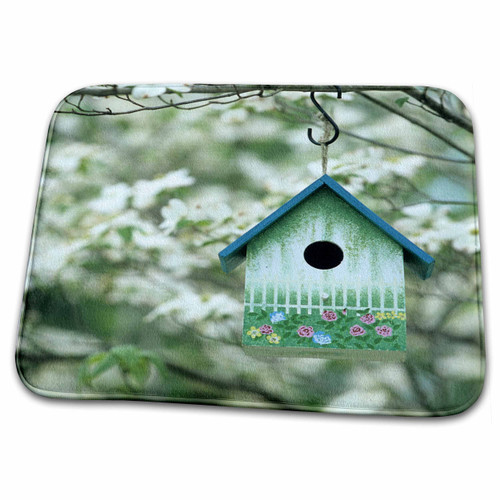 3dRose Bird House nest Box in Flowering Dogwood Tree in... - Bathroom Bath Rug Mats (rug-250848-1)