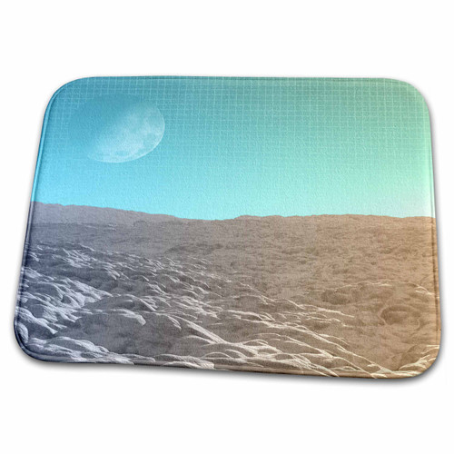 3dRose Bumpy Sand Mounds Terrain with Full Moon, Turquoise... - Bathroom Bath Rug Mats (rug-292639-1)