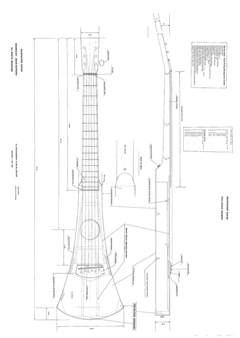 Plans for making the Martin Backpacker Guitar - Actual Size plans, Very Detailed