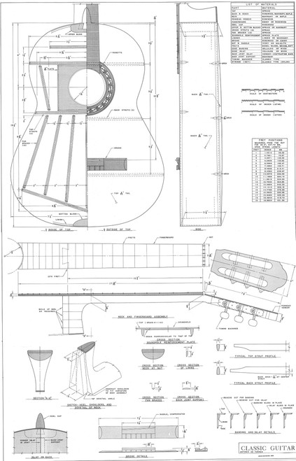Full Scale Plans for the Antonio Torres Classical 1A Guitar