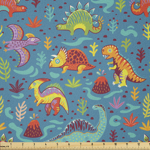 Ambesonne Dinosaur Party Fabric by The Yard, Pattern in Cartoon Style Prehistoric Period Illustration Plants and Volcanos, Stretch Knit Fabric for Clothing Sewing and Arts Crafts, 2 Yards, Orange Ambesonne Dinosaur Party Fabric by The Yard, Pattern in Cartoon Style Prehistoric Period Illustration Plants and Volcanos, Stretch Knit Fabric for Clothing Sewing and Arts Crafts, 2 Yards, Orange