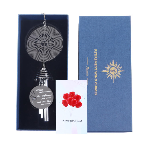 Retirement Wind Chime with Star Wind Spinner - Retirement Gifts for Women, Men - Happy Retirement Gifts for Teacher, Nurse, Coworker, Retired Boss (Sun face)