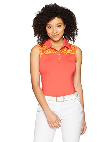 adidas Golf Women's Ultimate Merch Sleeveless Polo, Real Coral, Small