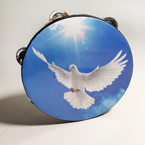 1Pcs Tambourine Dove Bible Double Row Jingle Tambourine for Adults, Wooden Handbell Hand Clap Drum Percussion Instrument (Blue) 1Pcs Tambourine Dove Bible Double Row Jingle Tambourine for Adults, Wooden Handbell Hand Clap Drum Percussion Instrument (Blue)