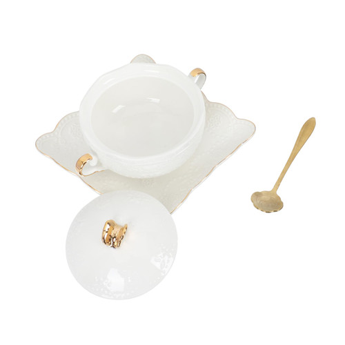 BESTOYARD 1 Set Amphora Ceramic Bowl Coffee Spoon Embossed Bowls Ceramic Plates Soup Serving Bowl Porcelain Cereal Bowl Ceramic Cereal Bowl Porcelain Soup Bowl Ceramics Dessert Salad White