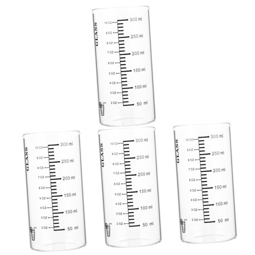 Ciieeo 4pcs High Borosilicate Glass Clear Coffee Mugs Clear Container Liquid Measuring Cup Juice Container Glass Coffee Mug Multipurpose Glass Cup Child Breakfast Milk Cup