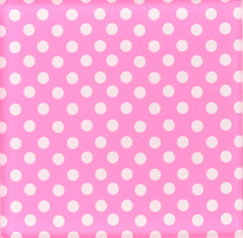 3dRose ct_56697_5 White Polka Dots on Hot Pink Retro Girly fifties Fashion Cute and Stylish Dot Pattern Glass Tile, 4-Inch