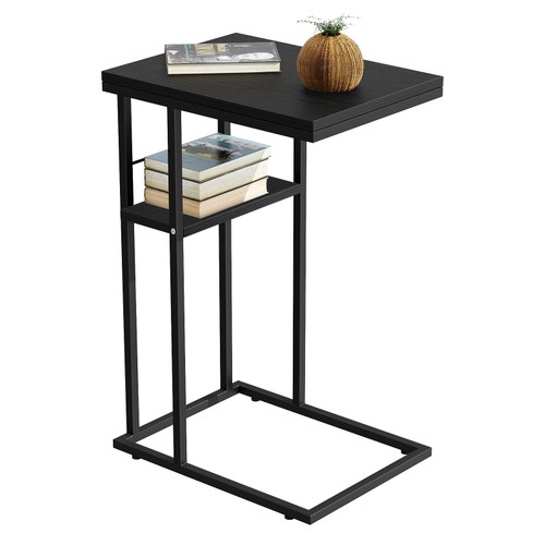 QZIXB C Shaped End Table, Side Table for Sofa Couch and Bed, Small Side Table with Metal Frame for Small Spaces, Living Room, Bedroom, Snack Table (Black) QZIXB C Shaped End Table, Side Table for Sofa Couch and Bed, Small Side Table with Metal Frame for Small Spaces, Living Room, Bedroom, Snack Table (Black)