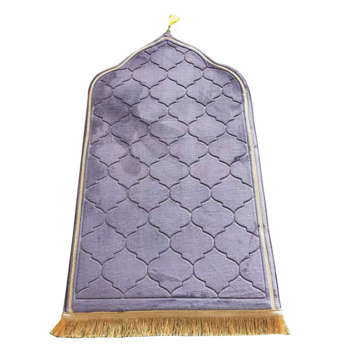 Muslim Prayer Mat, Thick Soft Velvet Muslim Rug, Portable Muslim Prayer Rug, Turkish Prayer Carpet,Janamaz Sajada Carpet for Men and Women Plain Solid Prayer Mat Ramadan Eid Gift.-Gray Purple