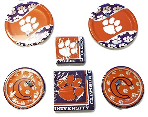 Clemson Tigers Party Bundle 9" Plates (16) 7" Plates (16) Lunch Napkins (20) Beverage Napkins (20)