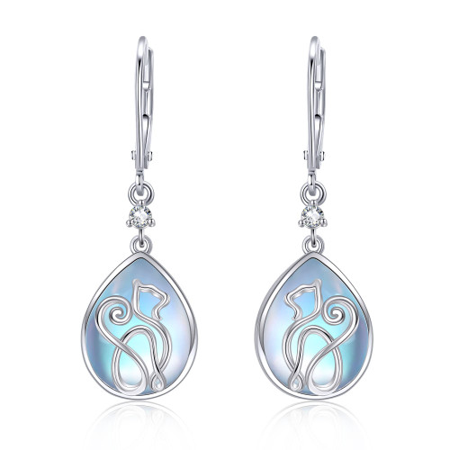 Cat Moonstone Earrings 925 Sterling Silver Cat Moonstone Leverback Earrings Cat Jewelry Gifts for Women Girls Cat Lovers Cat Moonstone Earrings 925 Sterling Silver Cat Moonstone Leverback Earrings Cat Jewelry Gifts for Women Girls Cat Lovers