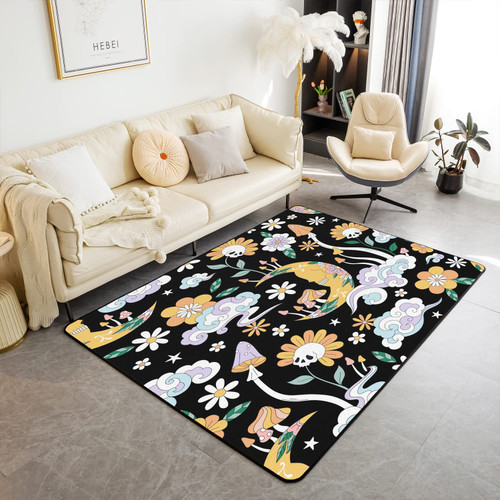 Groovy Flower Moon Area Rug Retro Floral Boho Living Room Rugs for Bedroom Home Decor 70S Hippie Flowers Bohemian Carpet Ultra Soft Non-Slip Indoor Floor Mat 5'x7' Groovy Flower Moon Area Rug Retro Floral Boho Living Room Rugs for Bedroom Home Decor 70S Hippie Flowers Bohemian Carpet Ultra Soft Non-Slip Indoor Floor Mat 5'x7'