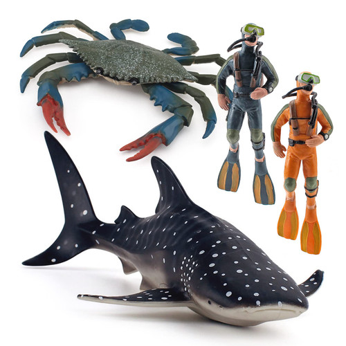 Ocean Sea Marine Animal Figure Toys Playsets 4 PCS Diver Whale Shark Green Crab Model Toy Desktop Decoration Collection Party Favors Toys for Boys Girls Kids Ocean Sea Marine Animal Figure Toys Playsets 4 PCS Diver Whale Shark Green Crab Model Toy Desktop Decoration Collection Party Favors Toys for Boys Girls Kids