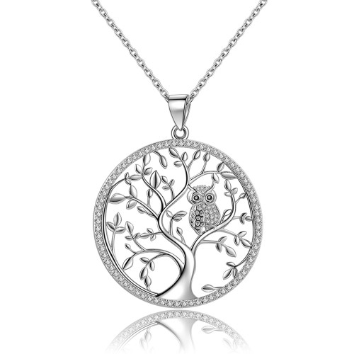 GDDX 925 Sterling Silver Owl Tree of Life Pendant Necklace with 18 Inch Chain (Owl) GDDX 925 Sterling Silver Owl Tree of Life Pendant Necklace with 18 Inch Chain (Owl)