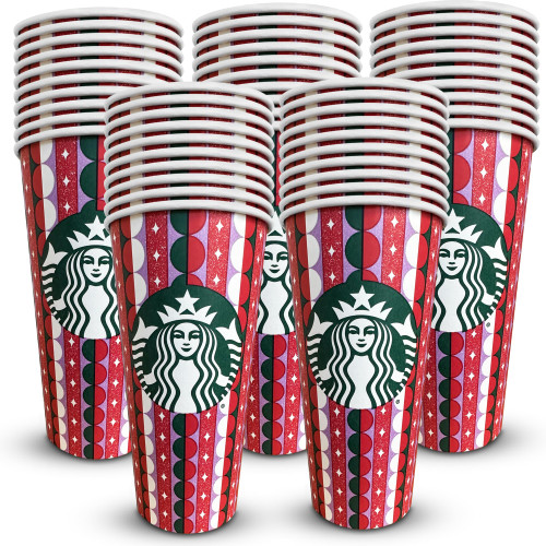 Starbucks 50 Pack Holiday 2021 Hot Cups, Hot Coffee Cups, Disposable Cups for Hot Drinks, Disposable Coffee Cups, Hot Cups, Paper Coffee Cups (20 Oz, Pack of 50)