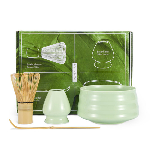 Nekit Matcha Tea Kit - Matcha Whisk (Chasen), Traditional Scoop (Chashaku), Whisk Holder, Matcha Bowl - The Perfect Bamboo Matcha Kit to Prepare a Traditional Cup of Japanese Matcha Tea (Green)
