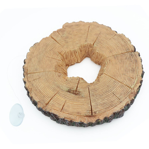AQUA KT Aquatic Turtle Tree Trunk Round Freestanding Floating Dock Island Climbing Basking Platform Large Non Slip with Suction Cup, for Pond and Amphibian Reptile Terrarium Habitat