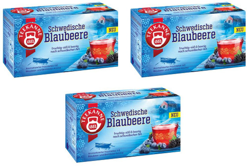 Teekanne World Fruit Tea Original from Germany, Pack of 3, 20 Teabags Each (Swedish Blueberry)