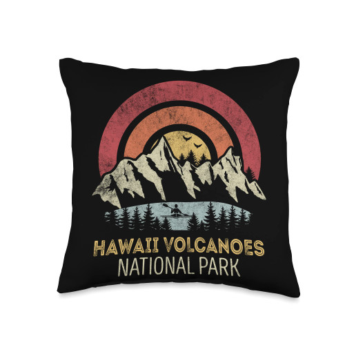 Hawaii Volcanoes National Park Mountain Sun Hawaii Volcanoes National Park Mountain Sunset Sunrise Throw Pillow, 16x16, Multicolor