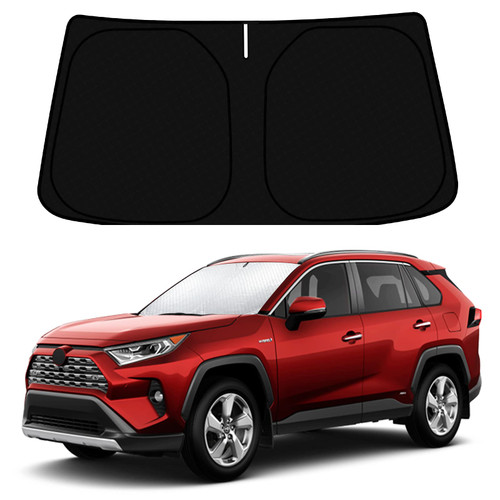 D-Lumina Windshield Sun Shade for 2019 2020 2021 2022 2023 Toyo-ta RAV4 Accessories, Foldable Front Window Sunshade Sun Visor Protector Block UV Rays Heat, Upgraded 3 Layers 240T Material