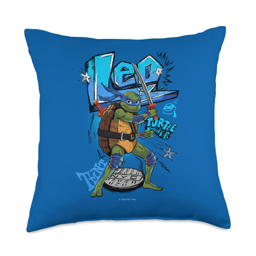 Teenage Mutant Ninja Turtles Mutant Mayhem Leo Turtle Power Throw Pillow, 18x18, Multicolor