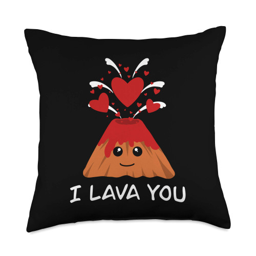 Cute Volcano Lava Lover Couple I lava you Outfit I Lava You Quote I Cute Volcano Lovers Couple Throw Pillow, 18x18, Multicolor