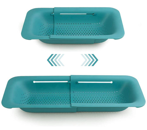 Over the Sink Colander Strainer Basket, Kitchen Extendable Strainer, Sink Colander Strainer Basket & Food Strainers - Wash Vegetables and Fruits, Drain Cooked Pasta and Dry Dishes /495 (Color : Green