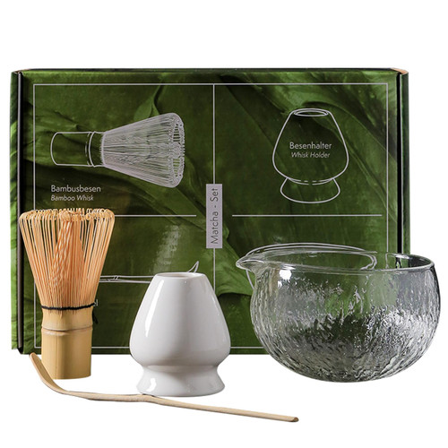 Matcha Whisk Set 4PCS/Set Including Matcha Whisk and Bowl Matcha Tea Set Tea Ceremony Set Matcha Whisk Holder and Matcha Spoon, Matcha Kit for Matcha Tea Lover Gift