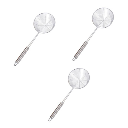Zerodeko 3pcs Cooking Sifter Kitchen Strainer Pasta Colander Large Mesh Strainer Soup Skimmer Spoon Strainer Ladle Stainless Steel Colander Cake Baking Filter Strainer Spoon Spider Noodle
