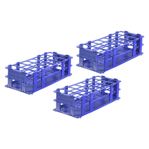 MECCANIXITY Plastic Test Tube Rack Holder 21 Holes 3 Layers Lab Detachable Tube Holder Blue for 30mm Test Tubes, Pack of 3