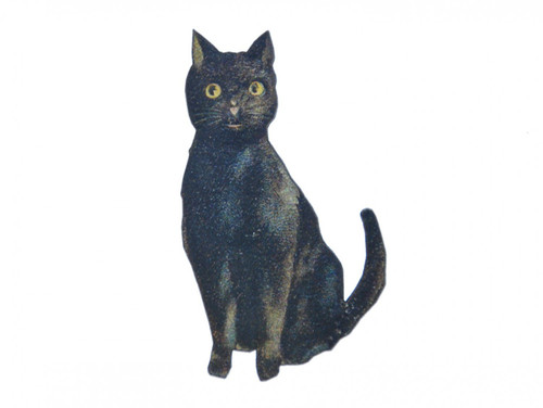 Miniblings Black Cat Printed Wood Brooch Pin Badge Button Magic Cat Lovers Witch