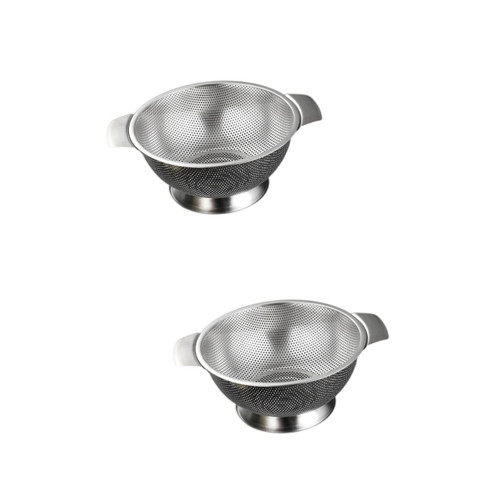 DECHOUS 2pcs Rice Basin Drain Basket Round Laundry Basket Vegetable Washer Vegetable Wash Basin Fruit Drain Basket Rice Washing Bowl Sifter Stainless Steel Metal Strainer Basket