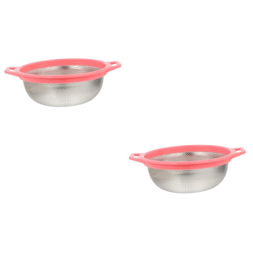 Ciieeo 2 Pcs Stainless Steel Rice Basket Fruit Colander Rice Washing Bowl Metal Fruit Washing Bowl Rice Cleaning Bowl Noodle Rice Basket Colander Kitchen Drain Basin Fruit Basket Sieve Pp
