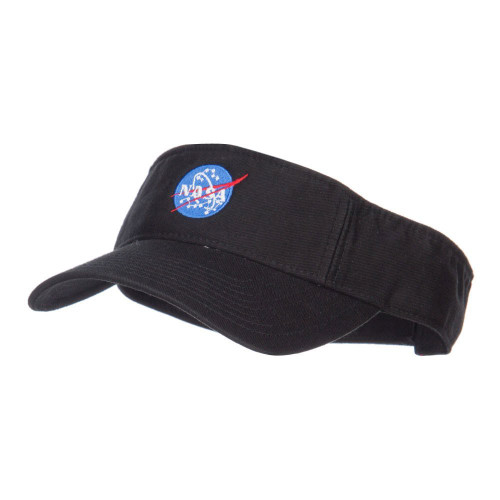 e4Hats.com NASA Insignia Embroidered Cotton Washed Visor - Black OSFM