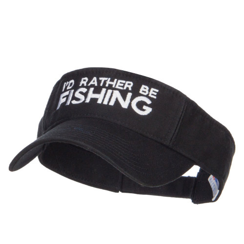 e4Hats.com I'd Rather Be Fishing Embroidered Visor - Black OSFM