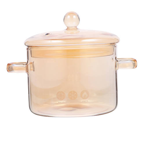 TIDTALEO Glass Instant Noodle Pot Cookware Transparent Cooking Pan Clear Pot for Stove Household Stew Pot Soup Pot Transparent Cooking Pot Household Products High Capacity