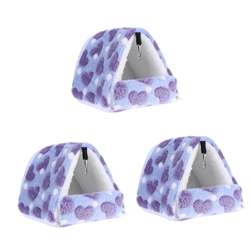 DOITOOL 3pcs Hamster Nest Hedgehog Nest Comfortable Pet Bed Mini Pet Bed Small Bed Rats Pet Warm House Hamster Warm Bed Squirrel Small Animals Cotton Nest Hamster House Guinea Pig Purple
