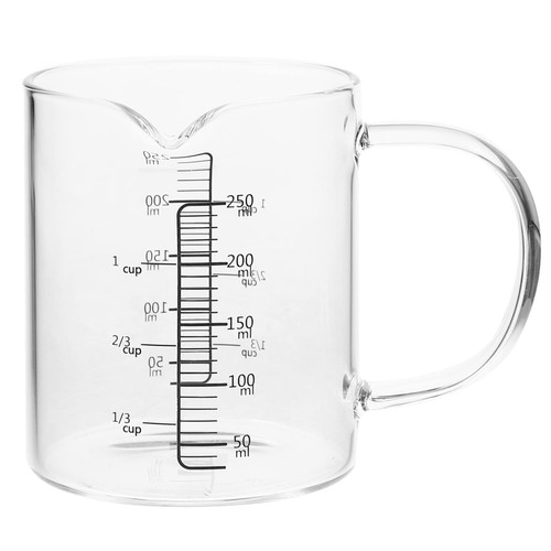 Mug Glass Measuring Cup with Scale Kitchen Baking Cups Liquid Measuring Cups Mixing Mug Milk Cup Barista Measuring Pitcher for Kitchen Restaurant 250ml Cups Set