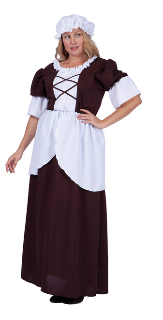 RG Costumes Women's Plus-Size Colonial Peasant, Brown/White, X-Large/XX-Large